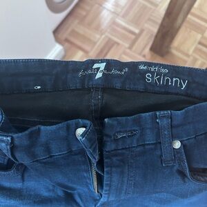 7 For All Mankind Dark Blue Mid-Rise Skinny Jeans - Women's